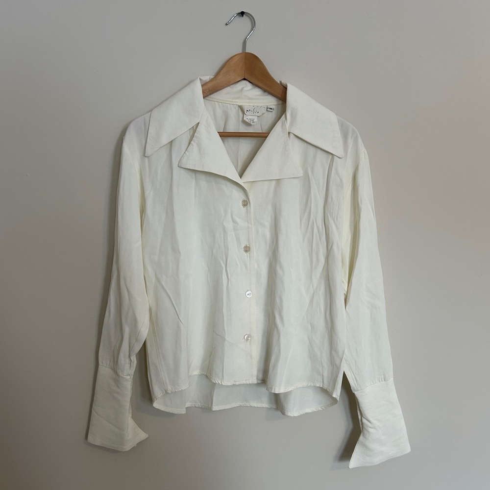 Vintage 80s Cream Button Up Shirt